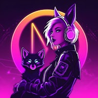 an image of a girl with headphones and a cat
